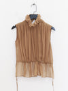 OUDE WAAG High-Neck Shirred Halter Vest OW-OW-25PF-TP03-KQ (YE420 Khaki) (OW-25SS-TP02 OW-25PF-TP03)